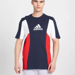 Adidas Black Cotton Regular Fit Colour Block Sports T-Shirt-image-50