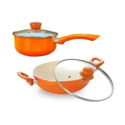 Nirlon Orange Aluminium Non-Stick Induction Cookware - Set of 2-22