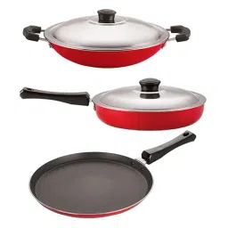 Nirlon Red Aluminium Non-Stick Coating Cookware Set of 3-picture-10