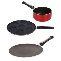 Nirlon Red Aluminium Non-Stick Coating Cookware Set of 3-image-18