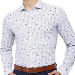 Simon Carter London Blue Slim Fit Printed Shirt-image-30