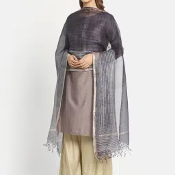 Fabindia Grey Printed Dupatta-picture-28
