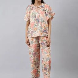 Fabindia Multicolored Cotton Printed Top Pyjama Set-image-12