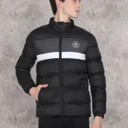 U.S. Polo Assn. Black Regular Fit Striped Quilted Jacket-29