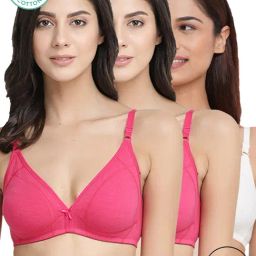 Inner Sense Pink & White Half Coverage T-Shirt Bra - Pack of 3-image-99