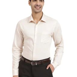 Arrow Beige Cotton Slim Fit Self Pattern Shirt-picture-9