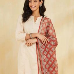 Fabindia Red Regular Fit Printed Dupatta image 4