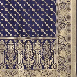 Silk Land Navy Woven Pattern Dupatta image 4
