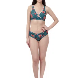 Soie Teal Printed Medium Coverage Lounge Bra With Removable Cups image 4