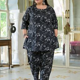 ROPADEMODA Women Plus Size Printed Pure Cotton Co-Ords-image-103