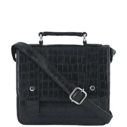 Toteteca Black Textured Medium Satchel Handbag-image-46
