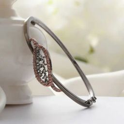 Priyaasi Elegant Leaf AD Studded Rose Gold Casual Bracelet-image-27