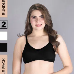 Lux Venus Black & White Full Coverage Non-Wired Bra With Adjustable Strap - Pack of 2 image 1