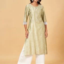 YU by Pantaloons Green Printed Straight Kurta-picture-13