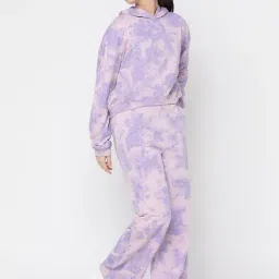 Lil Tomatoes Kids Purple Tie Dye Full Sleeves T-Shirt with Pants-image-99