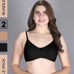 Lux Venus Tan & Black Full Coverage Non-Wired T-Shirt Bra With Adjustable Strap - Pack of 2 image 1