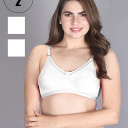 Lux Venus White Full Coverage Non-Wired Bra With Adjustable Strap - Pack of 2 image 1