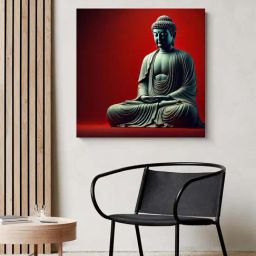 999Store Red Canvas Wrapped Painting Of Buddha In Red Aura-image-63
