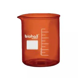 Biohall 500 ml Capacity Amber Color Low Form Beaker With Graduation and Spout, BLS.1000.21 (Pack of 6) image 1