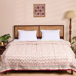 Fabindia Serene Pink Cotton Printed Double Quilt-image-90