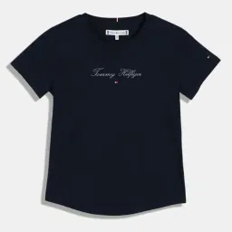 TOMMY HILFIGER Girls Dark Night Navy Solid T-Shirt-picture-1