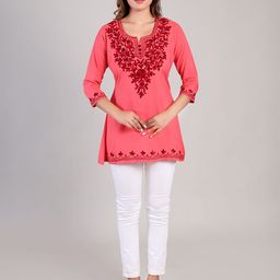 DELIS Floral Embroidered Kurti-image-10