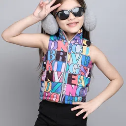 taffykids Girls Polyester Crop Open Front Jacket with Patchwork-image-83