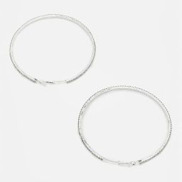 Sohi Silver Plated American Diamond Hoop Earrings image 1