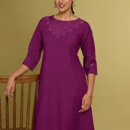 Taneira Violet Regular fit Cotton Viscose Kurtas-image-21