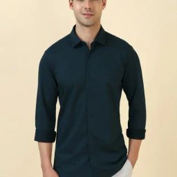 Allen Solly Navy Cotton Slim Fit Printed Shirt-image-58