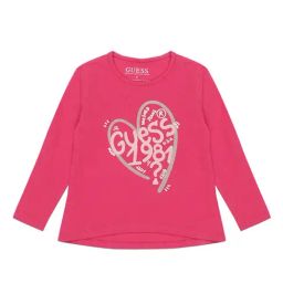 Guess Kids Sateen Fuchsia Logo Regular Fit T-Shirt-image-41