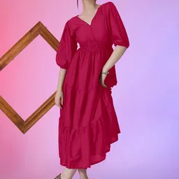 Raiyani Enterprise Tiered V-Neck Fit & Flare Maxi Dress-picture-22