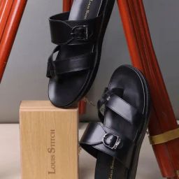 Louis Stitch Men's Jet Black Cross Strap Sandals-picture-48