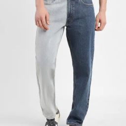 Levi's 550'92 Blue Cotton Tapered Fit Colour Block Jeans-image-75