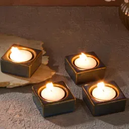 Fabindia Green Ahilya Ceramic Tlite Holder (Set of 4)-image-66
