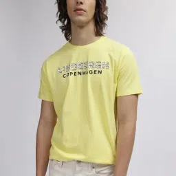 Lindbergh Yellow Cotton Regular Fit Printed T-Shirt-picture-3