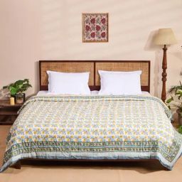 Fabindia Cabana Blue Cotton Printed Double Quilt-picture-37