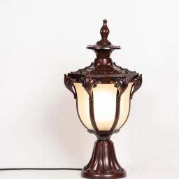 Whispering Homes Dark Brown Metal European Outdoor Gate Column Light-image-82