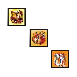 eCraftIndia Set Of 3 Abstract Figures Satin Matt Texture UV Art Painting image 1
