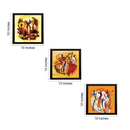 eCraftIndia Set Of 3 Abstract Figures Satin Matt Texture UV Art Painting image 4