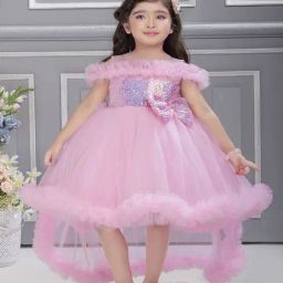 Ministitch Girls Baby Pink Flared Fit Party Dress-image-17