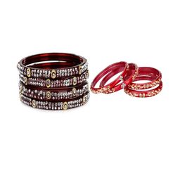 SOMIL Set of 8 Maroon Alloy Bangles-image-73