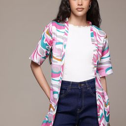 Roadster Abstract Printed Open Front Shrug image 1