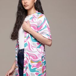 Roadster Abstract Printed Open Front Shrug image 3