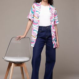 Roadster Abstract Printed Open Front Shrug image 5