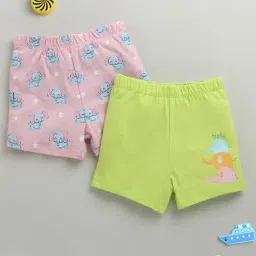 Bumzee Pink Cotton Printed Shorts for Girls-image-48