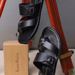Louis Stitch Men's Jet Black Cross Strap Sandals-picture-47