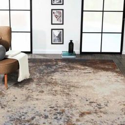 Obsessions Beige & Grey Abstract Polypropylene Carpet - Large-26