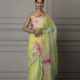 Geroo Jaipur Multicolor Handcrafted Pure Kota Silk Shibori Bandhani Saree-picture-24
