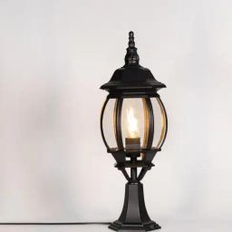 Whispering Homes Black Metal Pumpkin Outdoor Column Light - Small-image-24